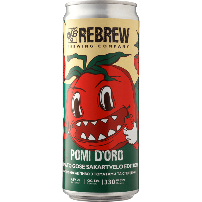 Пиво Rebrew Pomi Doro Tomato Gose Sakartvelo Edition, 0.33 л Пиво Rebrew Pomi Doro Tomato Gose Sakartvelo Edition, 0.33 л