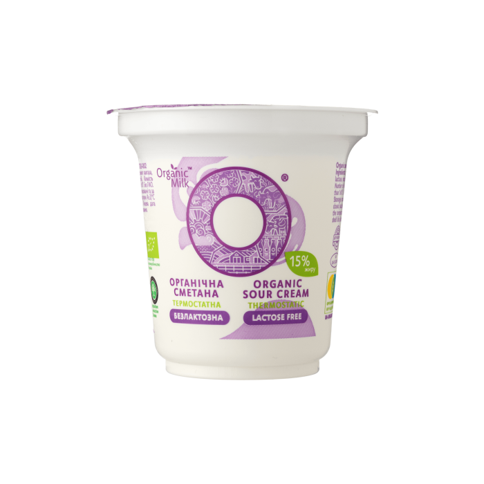 Сметана органічна  безлактозна термостатна 15% 250г, Organic Milk