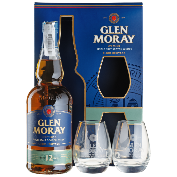 Віскі Glen Moray 12yo + 2 glasses, 0.7 л Віскі Glen Moray 12yo + 2 glasses, 0.7 л