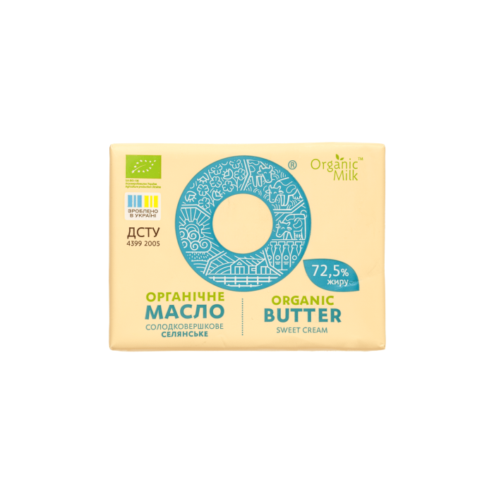 Масло солодковершкове селянське органічне 72,5% 180г, Organic Milk