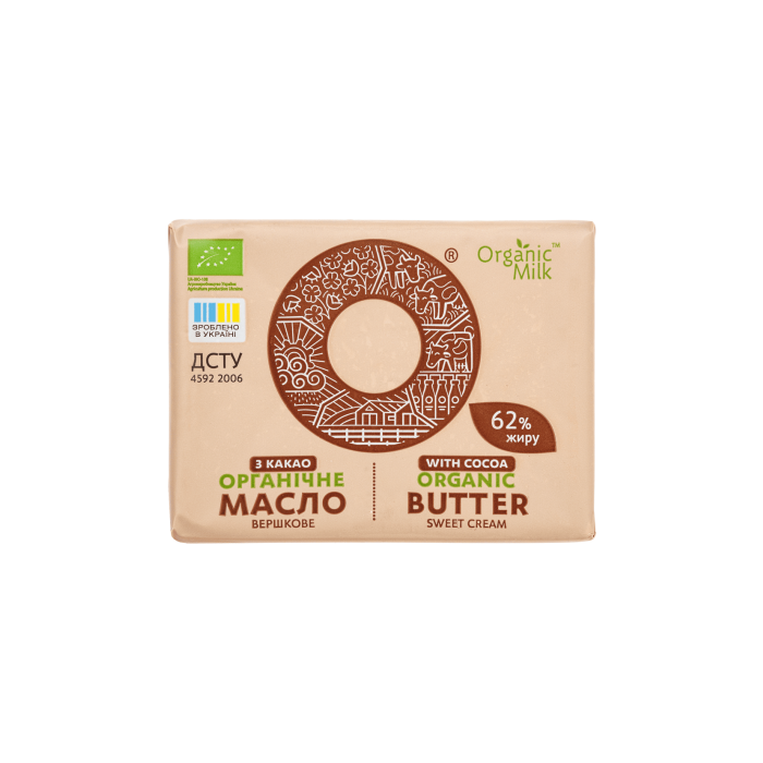 Масло солодковершкове бутербродне з какао органічне 62% 180г, Organic Milk