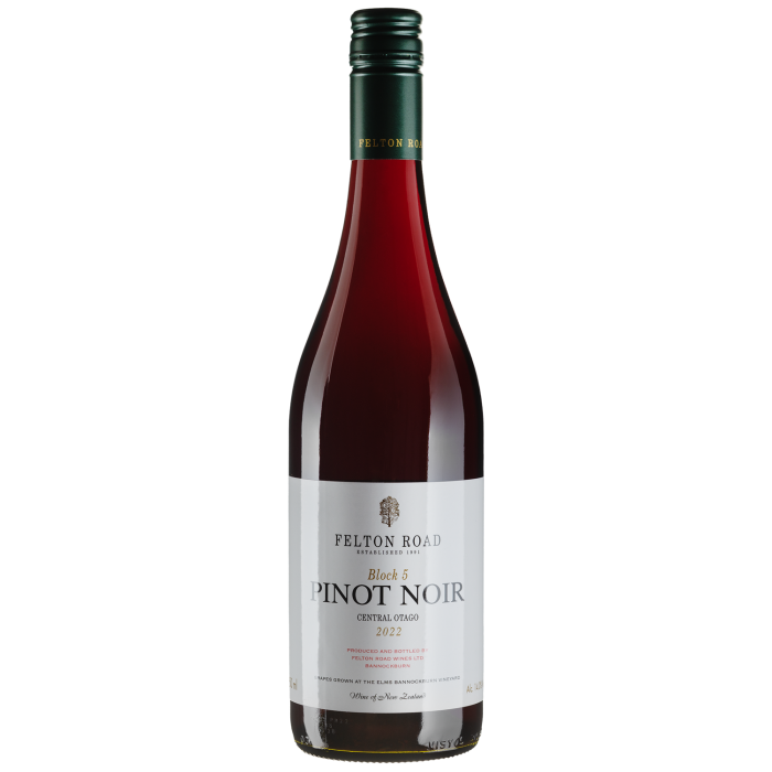 Вино Felton Road Pinot Noir Block 5 / Піно Нуар Блок 5 2022, червоне сухе, 0.75 л
