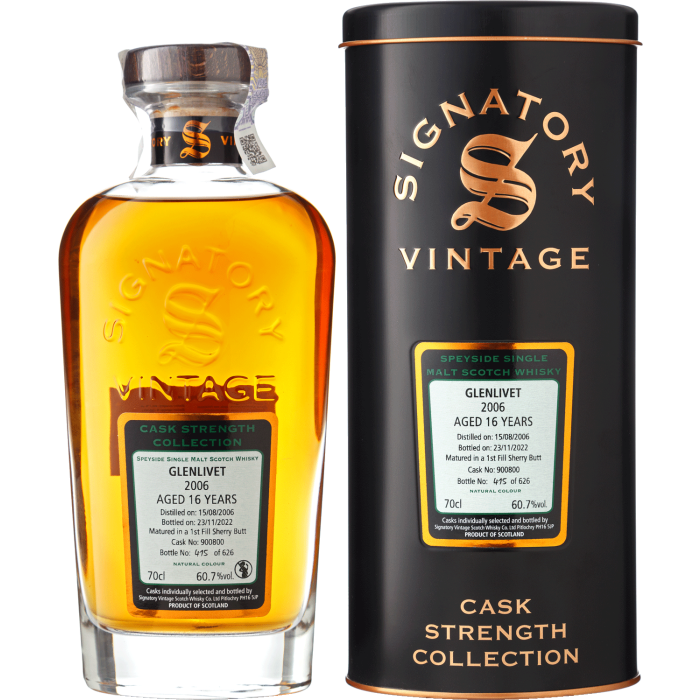 Віскі Signatory Glenlivet Cask Strength, 0.7 л