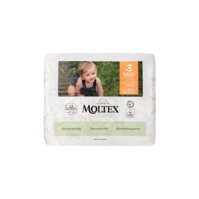 Підгузки дитячі Міді (4-9 кг) 33шт Pure & Nature, Moltex