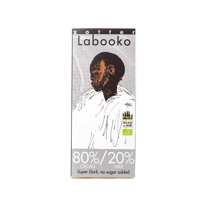 Шоколад чорний 80%/20% органічний з молоком без цукру 65г Labooko, Zotter