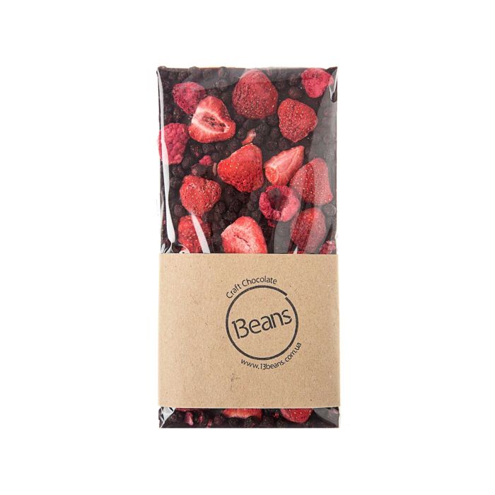 Шоколад чорний з ягодами 120г, 13Beans