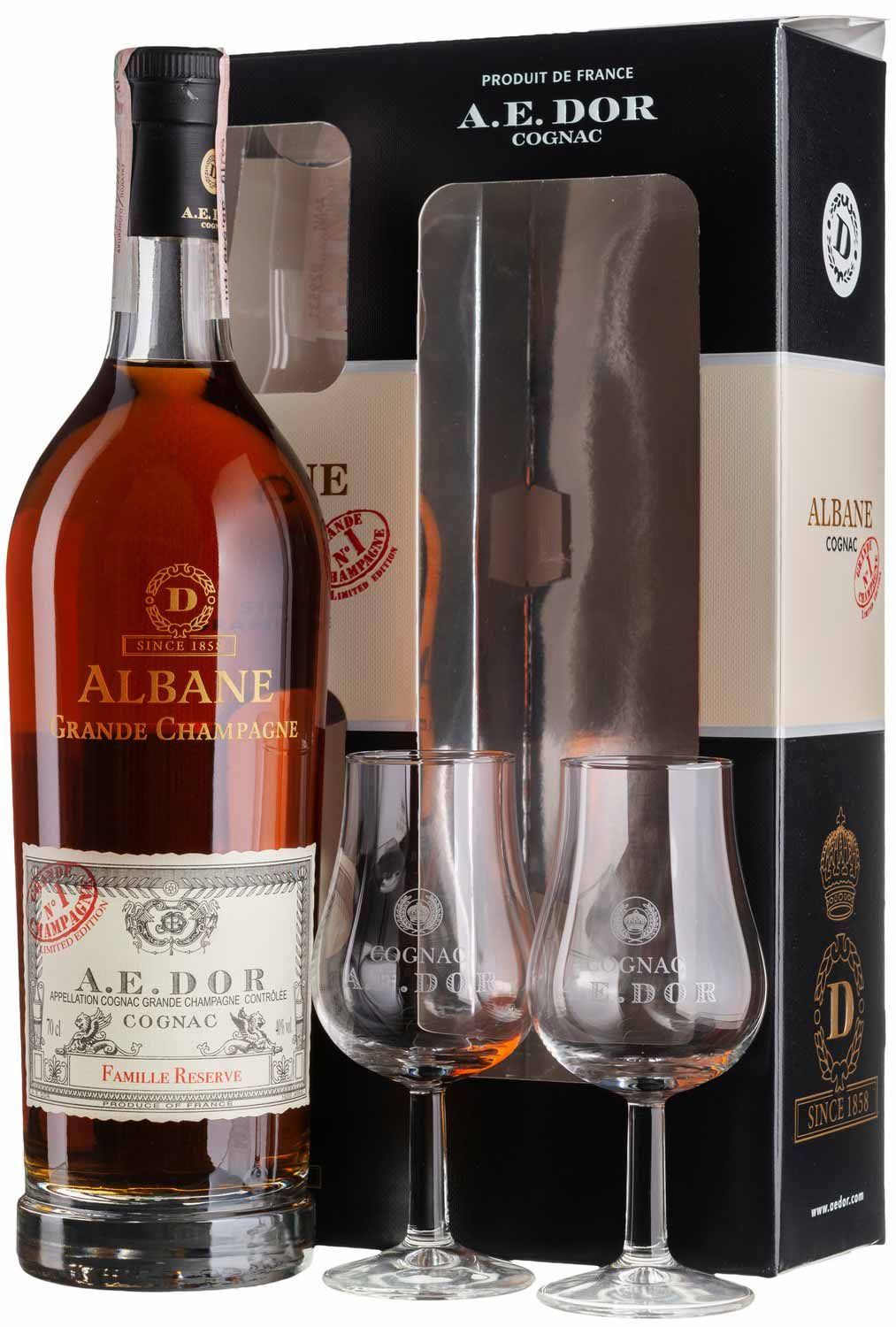 Коньяк A.E.Dor Albane, gift box + 2 glasses - 0,7 л - купить в