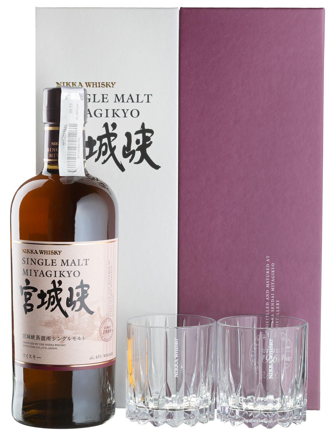 NIKKA WHISKY MIYAGIKYO 700ml 2本セット Віскі Nikka Miyagikyo + 2 glasses, gift box, 0.7 л - купити в