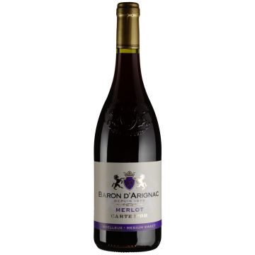 Вино Baron d'Arignac Merlot / Мерло, червоне напівсолодке, 0.75 л