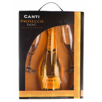 Ігристе Canti Prosecco Millesimato + 2 glasses, gift box / Просекко Міллезімато + 2 бокали, подарункова коробка, біле, 0.75 л