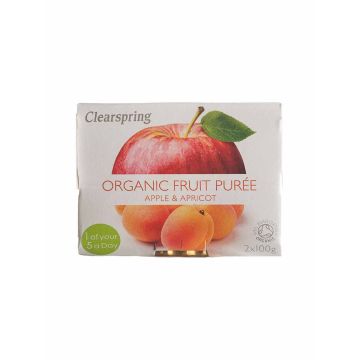 Пюре фруктове Яблуко-Абрикос органічне 2х100г, Clearspring