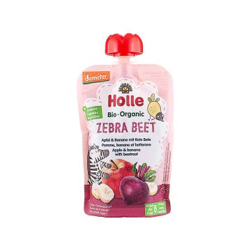 Пюре "Zebra beet" з яблуком, бананом і буряком органічне (з 6 місяців) 100г, Holle
