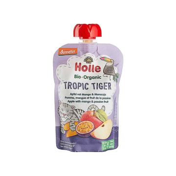 Пюре "Tropic Tiger" з яблуком, манго та маракуєю органічне (з 8 місяців) 100г, Holle