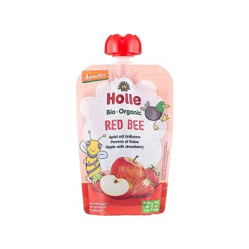 Пюре "Red Bee" з яблуком та полуницею органічне (з 8 місяців) 100г, Holle