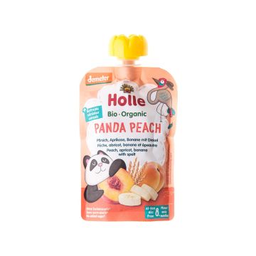 Пюре "Panda Peach" з персиком, абрикосом, бананом і спельтою органічне (з 8 місяців) 100г, Holle