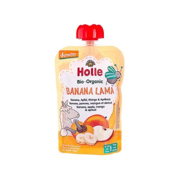 Пюре "Banana-Lama" з бананом, яблуком, манго й абрикосом органічне (з 6 місяців) 100г, Holle