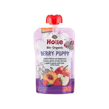 Пюре "Berry Puppy" з яблуком, персиком і лісовими ягодами органічне (з 8 місяців) 100г, Holle