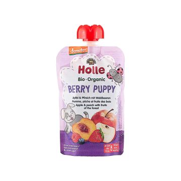 Пюре "Berry Puppy" з яблуком, персиком і лісовими ягодами органічне (з 8 місяців) 100г, Holle