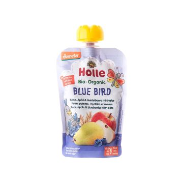Пюре "Blue Bird" з грушею, яблуком, чорницею та вівсом органічне (з 6 місяців) 100г, Holle