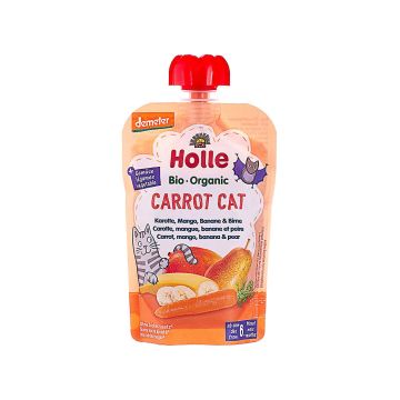 Пюре "Carrot Cat" з морквою, манго, бананом і грушею органічне (з 6 місяців) 100г, Holle