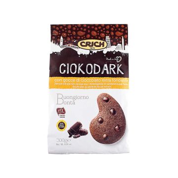Печиво Чокодарк з шоколадними дропсами 300г, Crich
