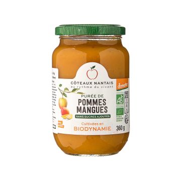 Пюре фруктове Яблуко та Манго органічне 360г, Coteaux Nantais