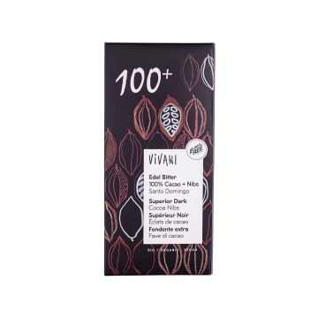Шоколад чорний 100% органічний веганський 80г, Vivani