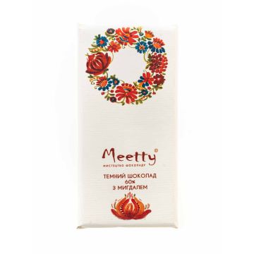 Шоколад чорний 60% з мигдалем 65г, Meetty