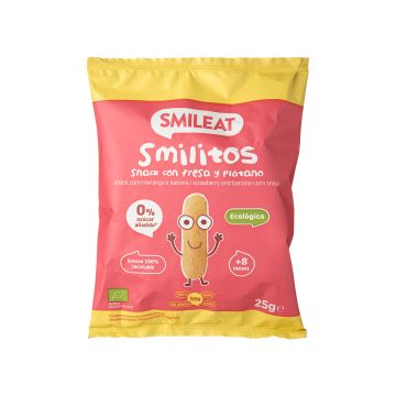 Дитяче харчування "Полуниця і банан" палички кукурудзяні органічні (з 8 місяців) 25г, Smileat