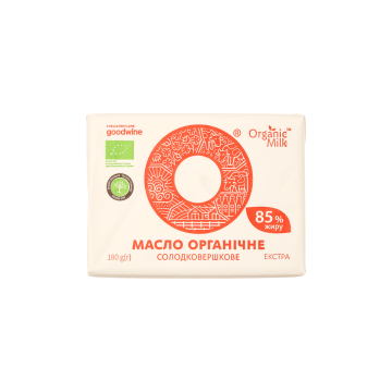 Масло солодковершкове екстра органічне 85% жиру 180г, Organic Milk