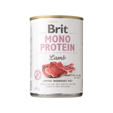Корм для собак вологий повнораціонний з ягнятиною 400г Mono Protein, Brit Care