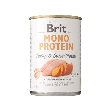 Корм для собак вологий повнораціонний з індичкою і бататом 400г Mono Protein, Brit Care