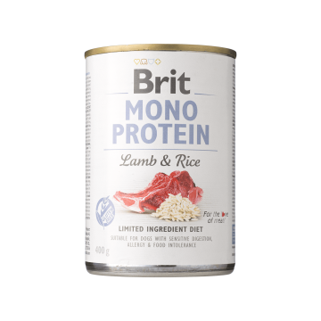 Корм для собак вологий повнораціонний з ягнятиною та рисом 400г Mono Protein, Brit Care