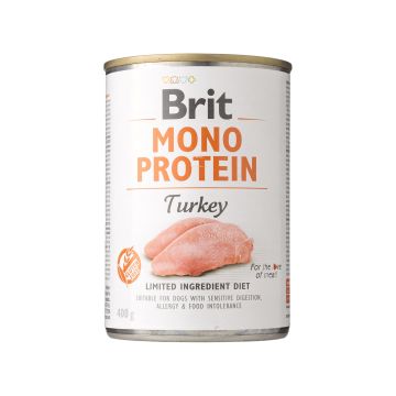 Корм для собак вологий повнораціонний з індичкою 400г Mono Protein, Brit Care