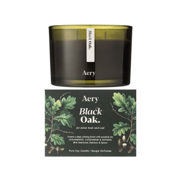 Свічка ароматична 3-ґнітова "Чорний дуб" 450г Botanical, Aery Living