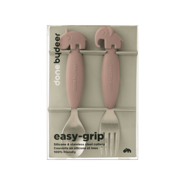 Набір ложки та виделки Друзі Олені пудрового кольору Easy-grip, Done By Deer