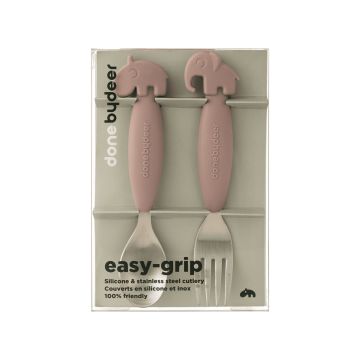 Набір ложки та виделки Друзі Олені пудрового кольору Easy-grip, Done By Deer