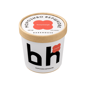 Морозиво вершкове Полуничне 9% 375мл/250г, Bakehouse