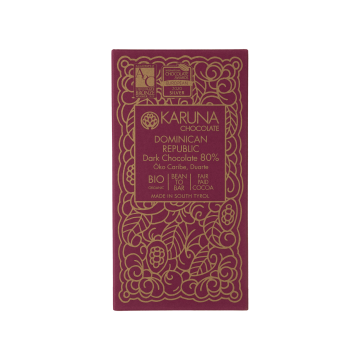 Шоколад темний Домініканська Республіка 80% 60г, Karuna chocolate