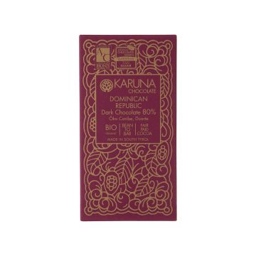 Шоколад темний Домініканська Республіка 80% 60г, Karuna chocolate