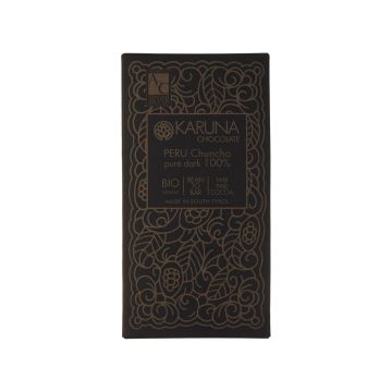 Какао-плитка темна 100% какао-боби з долини Урубамба Перу 60г, Karuna chocolate