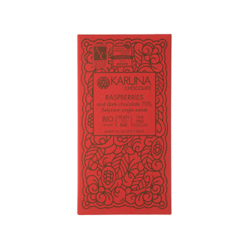 Шоколад темний Беліз з малиною 70% 60г, Karuna chocolate