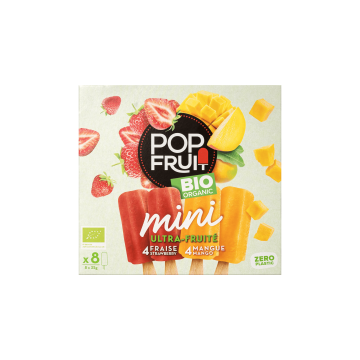 Морозиво сорбет органічний Манго та Полуниця 8х35г, Pop Fruit