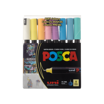 Набір маркерів пастельних кольорів 0,7мм (8шт в пак) Posca, Uni