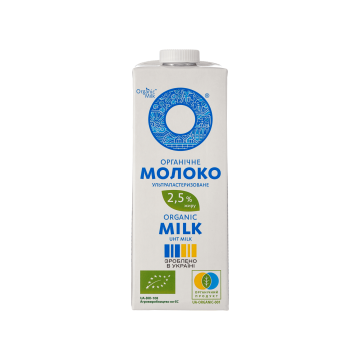 Молоко коров’яче питне ультрапастеризоване 2,5% жиру органічне 950г, Organic Milk