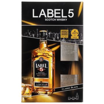 Віскі Label 5 + 2 glasses, gift box, 0.7 л