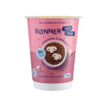Каша гречана класична з грибами 60г, Bonner