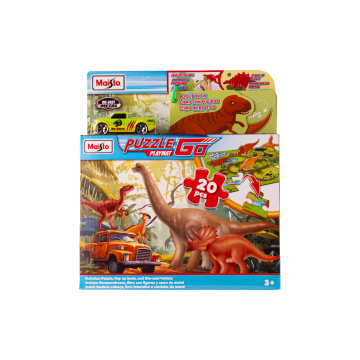 Набір іграшок дитячих "Dino Adventure" пазли, машинка та книжка, Maisto