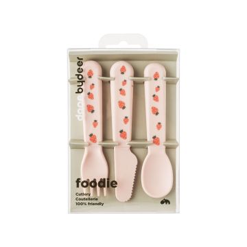 Набір дитячих приборів пудрового кольору Foodie Tiny Farm, Done by Deer