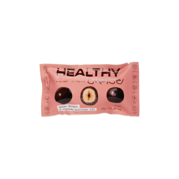 Драже фундук в чорному шоколаді 50г, Healthy Choice